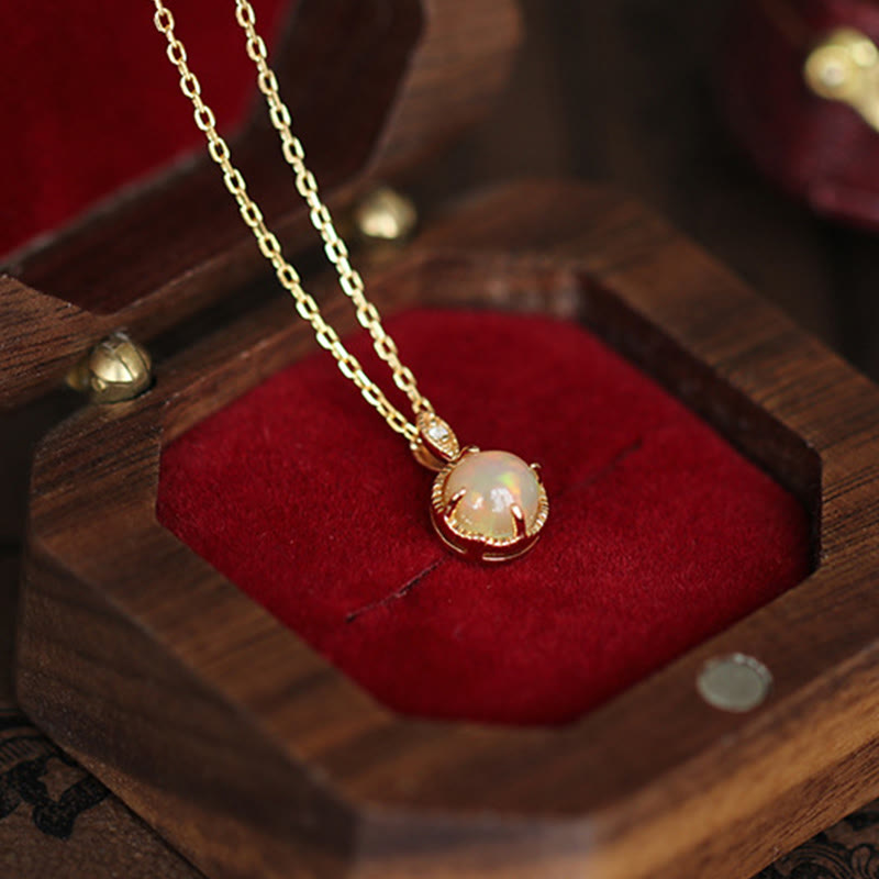 Olivenorma Set di gioielli con collana e orecchini in opale vintage S925