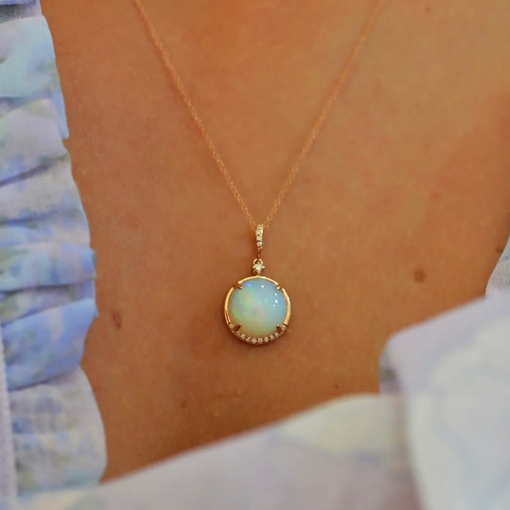 Olivenorma Set di gioielli con collana e orecchini in opale vintage S925