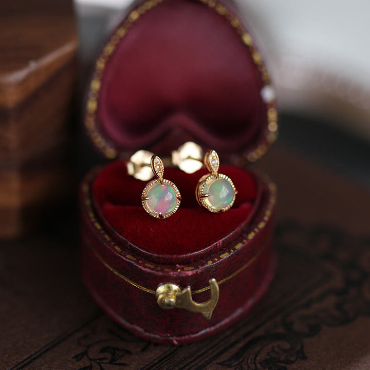 Olivenorma Set di gioielli con collana e orecchini in opale vintage S925