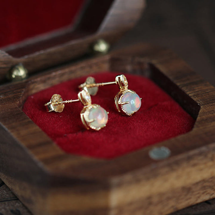 Olivenorma Set di gioielli con collana e orecchini in opale vintage S925
