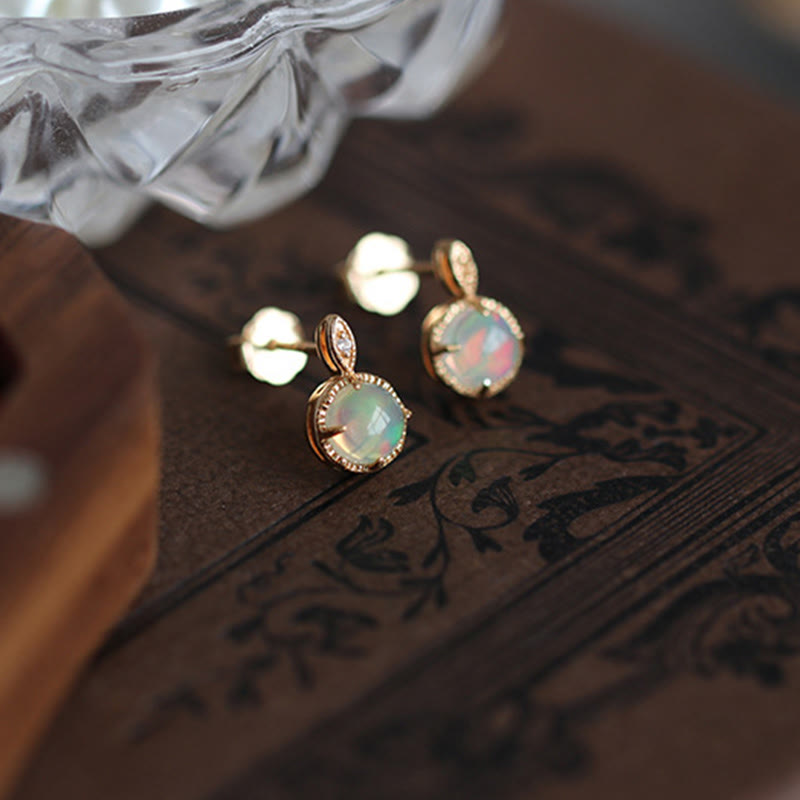 Olivenorma Set di gioielli con collana e orecchini in opale vintage S925