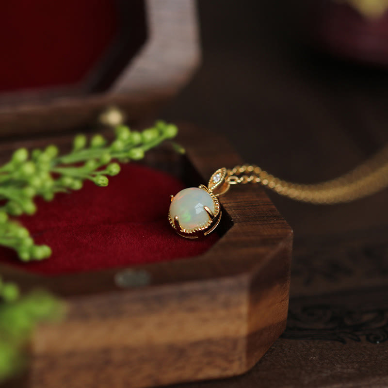 Olivenorma Set di gioielli con collana e orecchini in opale vintage S925