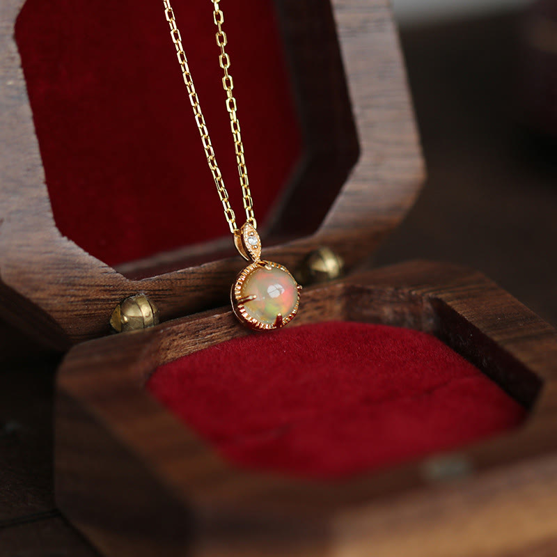 Olivenorma Set di gioielli con collana e orecchini in opale vintage S925