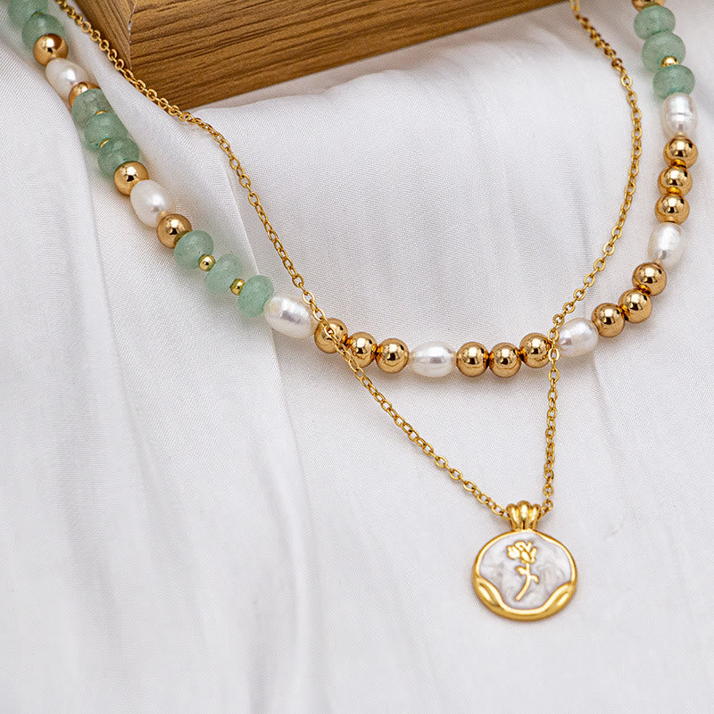 Collana girocollo con perle di cristallo e tormalina Olivenorma