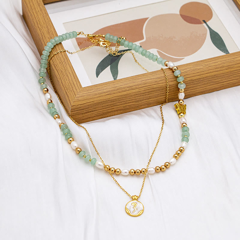 Collana girocollo con perle di cristallo e tormalina Olivenorma