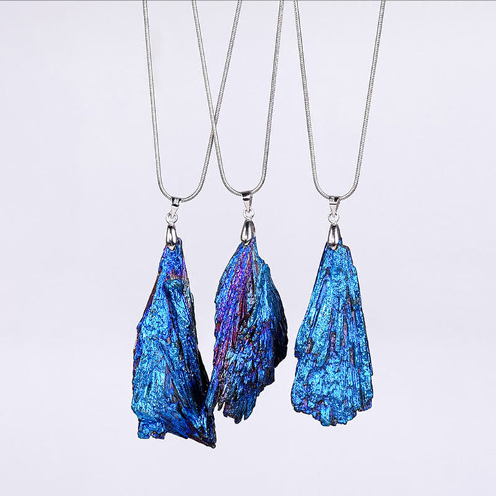 Collana Olivenorma Blue Feather Tormalina nera naturale