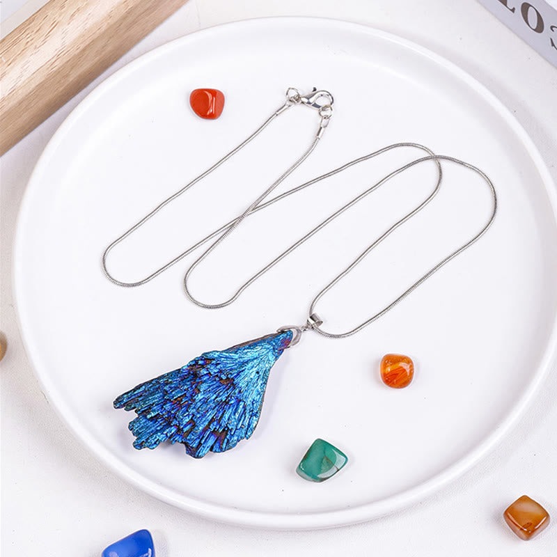 Collana Olivenorma Blue Feather Tormalina nera naturale