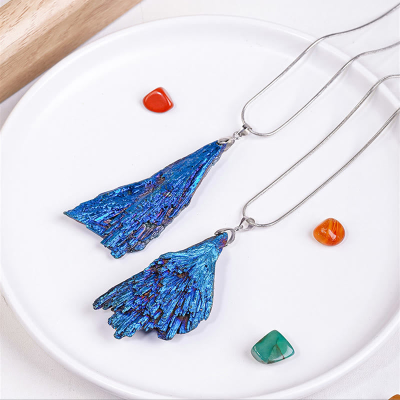 Collana Olivenorma Blue Feather Tormalina nera naturale