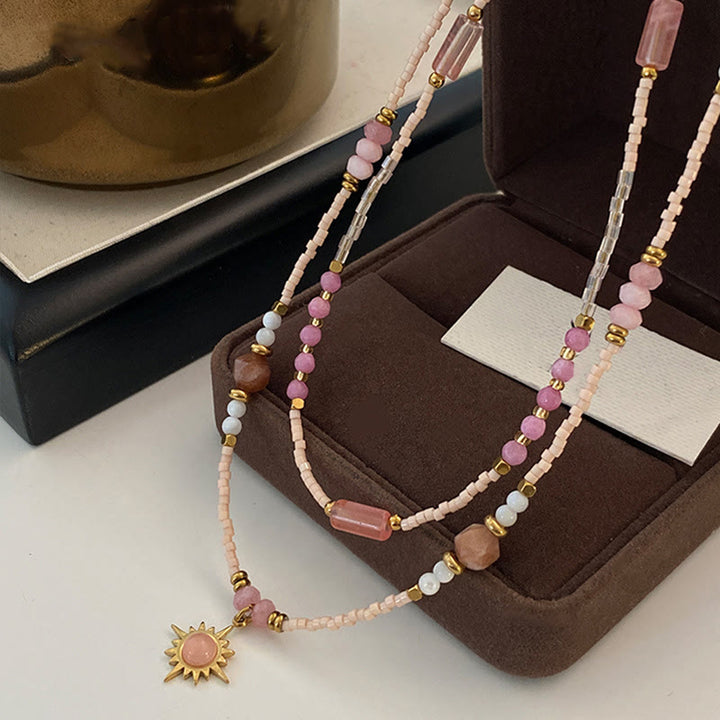 Collana con ciondolo di rodonite naturale Olivenorma