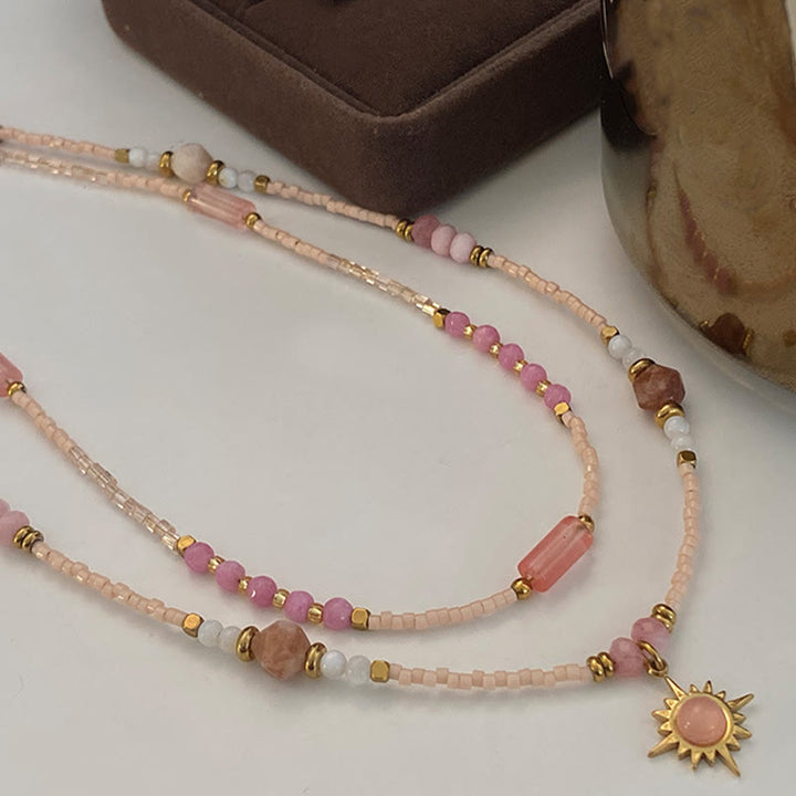 Collana con ciondolo di rodonite naturale Olivenorma