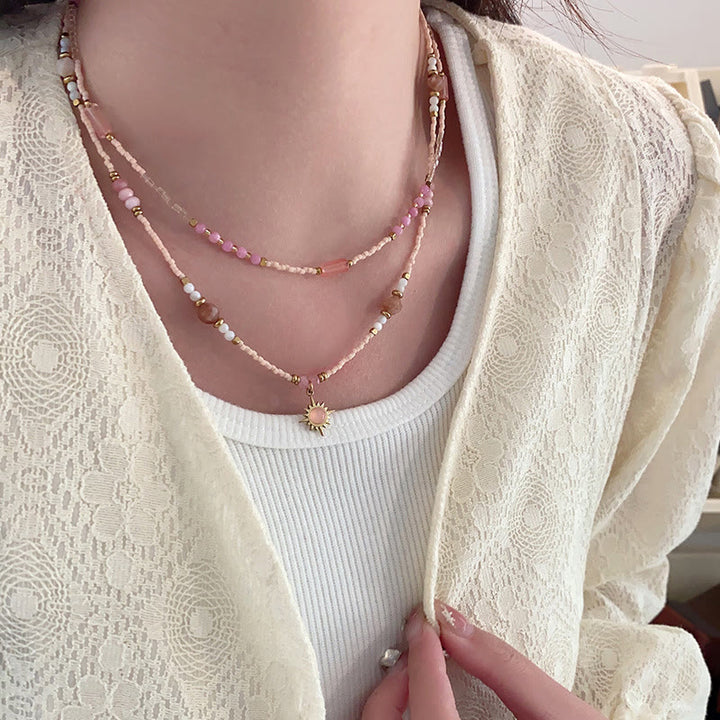 Collana con ciondolo di rodonite naturale Olivenorma