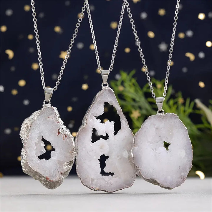 Collana con ciondolo in agata bianca naturale Olivenorma