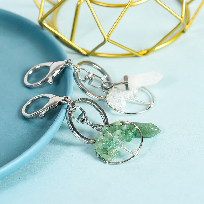 Olivenorma Albero della vita con portachiavi curativo in pietra prismatica