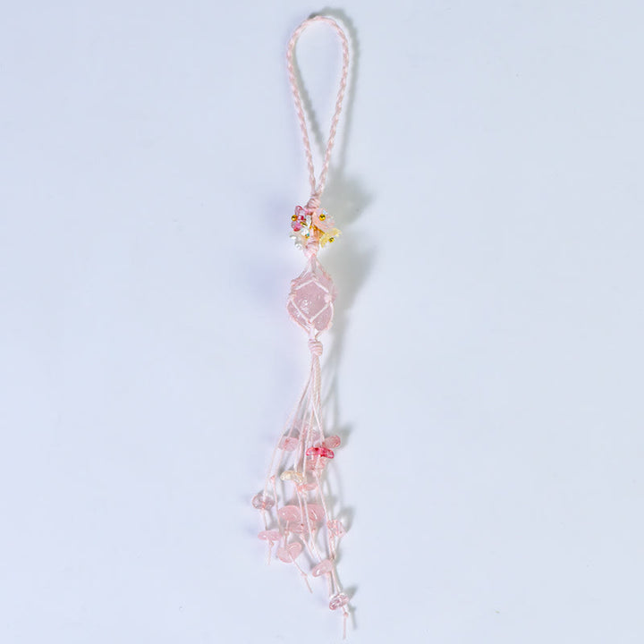 Olivenorma Portachiavi con nappa in pietra grezza intrecciata a mano