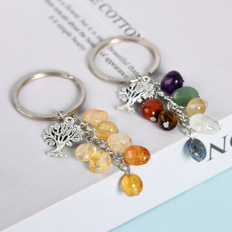 Olivenorma Pietra grezza naturale con portachiavi Albero della vita