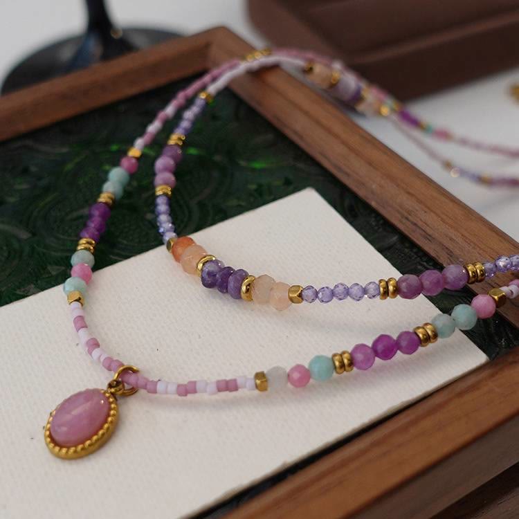 Collana con ciondolo a goccia in cristallo naturale Olivenorma