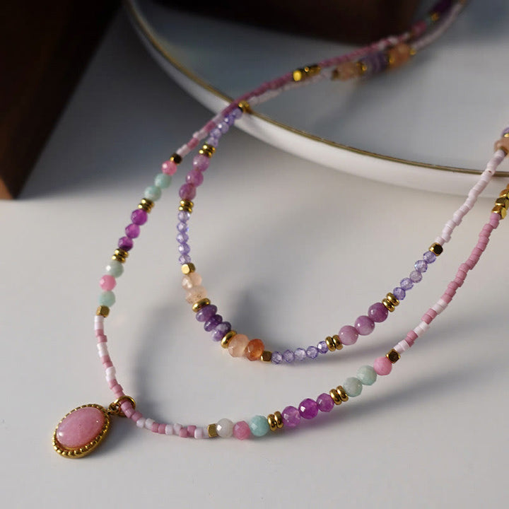 Collana con ciondolo a goccia in cristallo naturale Olivenorma