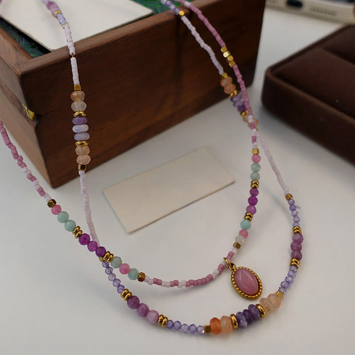 Collana con ciondolo a goccia in cristallo naturale Olivenorma