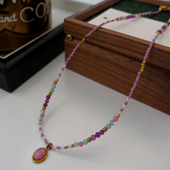 Collana con ciondolo a goccia in cristallo naturale Olivenorma