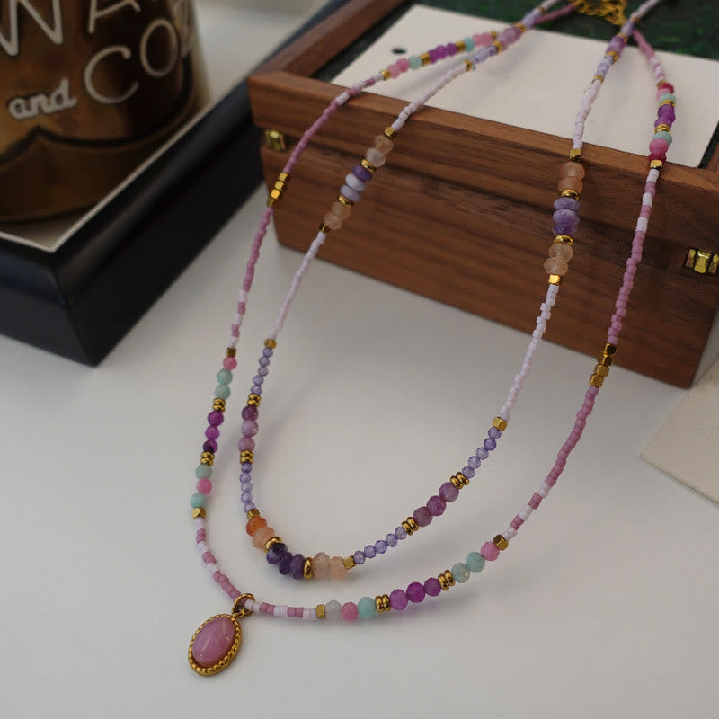 Collana con ciondolo a goccia in cristallo naturale Olivenorma