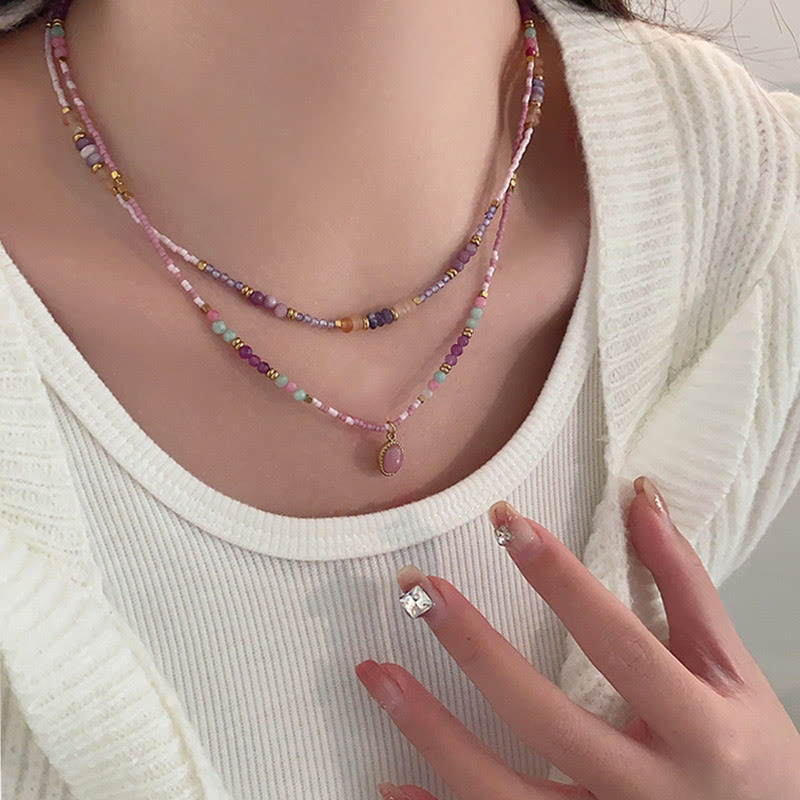 Collana con ciondolo a goccia in cristallo naturale Olivenorma