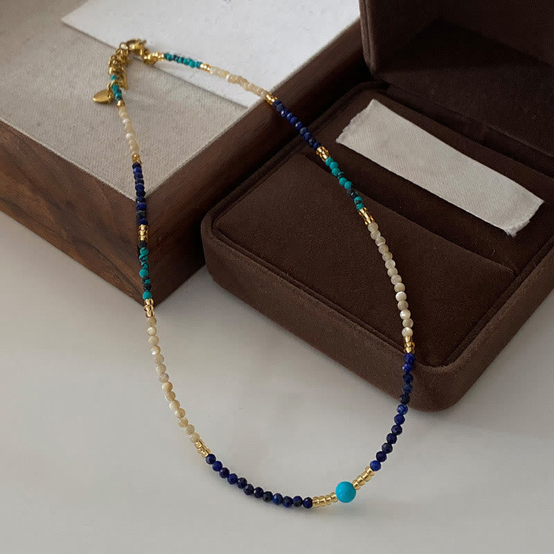 Collana di perline di lapislazzuli blu naturale Olivenorma Klein