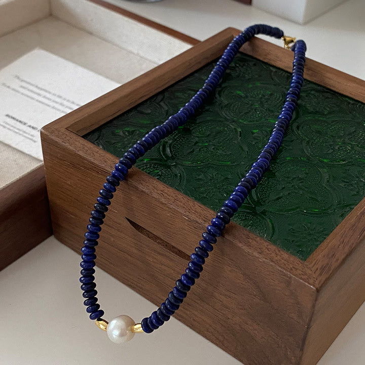 Collana di perline di lapislazzuli blu naturale Olivenorma Klein