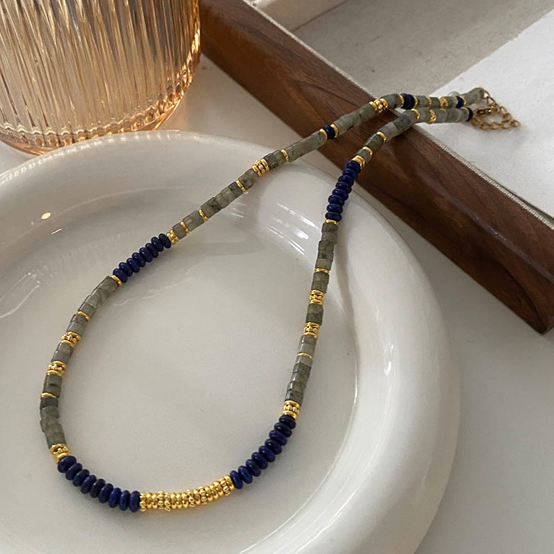 Collana di perline di lapislazzuli e labradorite Olivenorma