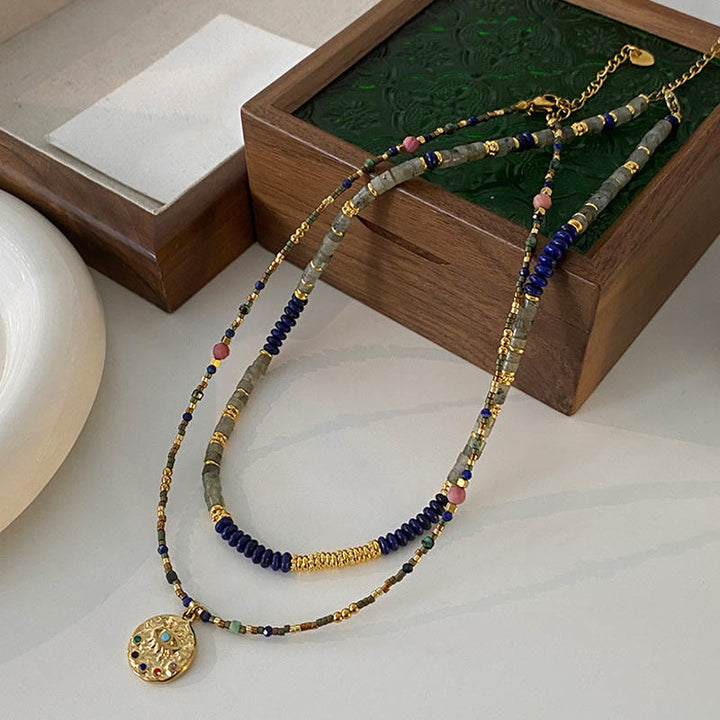 Collana di perline di lapislazzuli e labradorite Olivenorma