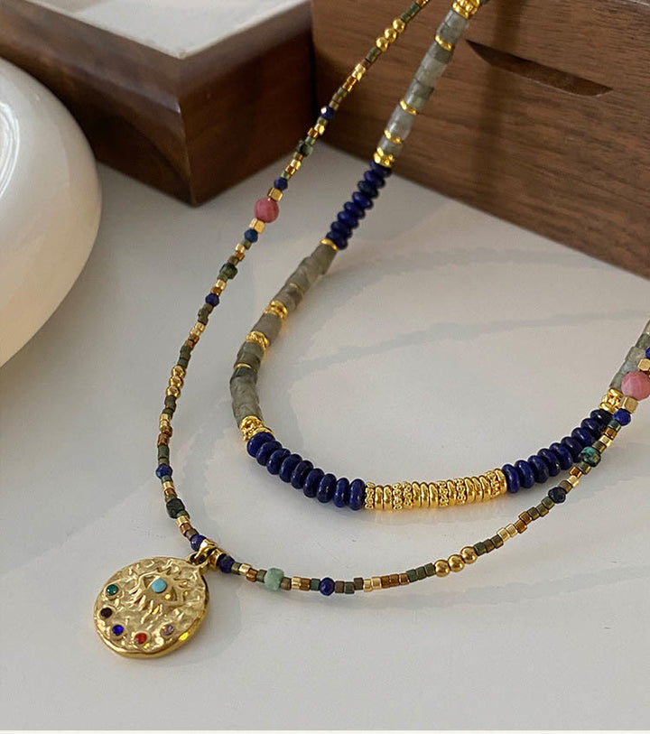Collana di perline di lapislazzuli e labradorite Olivenorma