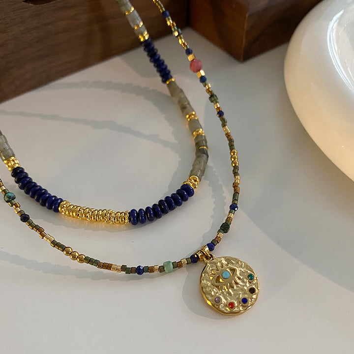 Collana di perline di lapislazzuli e labradorite Olivenorma