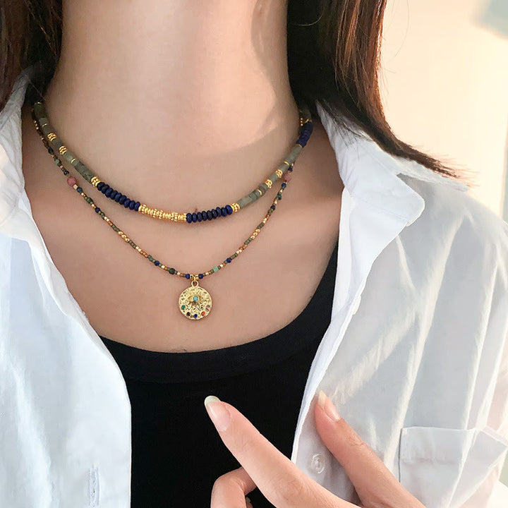Collana di perline di lapislazzuli e labradorite Olivenorma