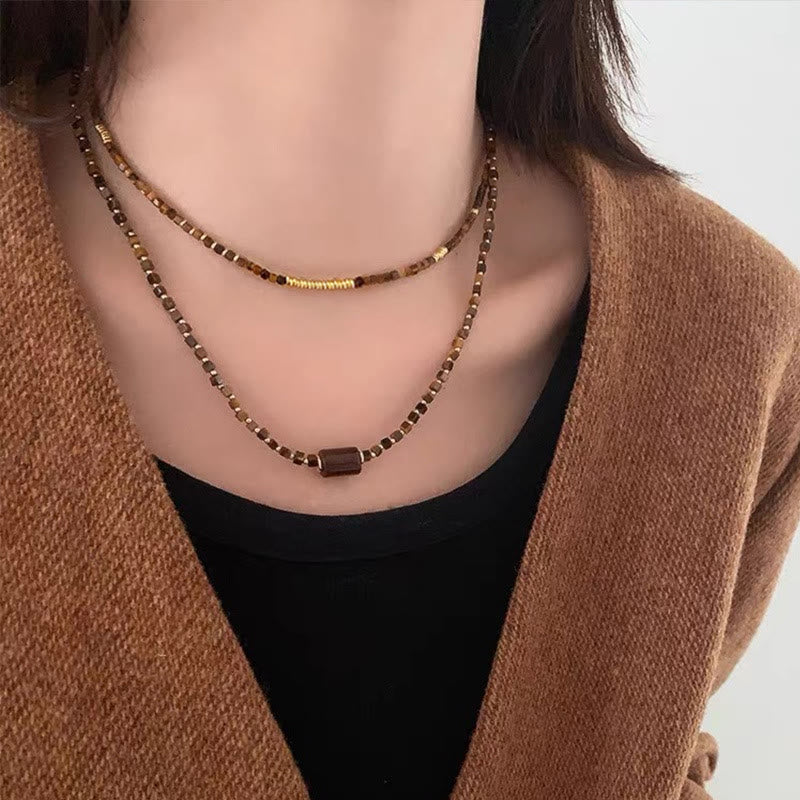 Set di gioielli con collana e bracciale in pietra di occhio di tigre Olivenorma