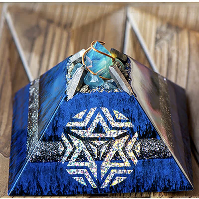 Olivenorma 14cm Cubo di Metatron Cristallo Energia Spire Piramide Orgonica