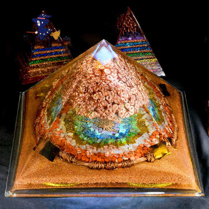 Olivenorma 31cm Full Effect Enorme Piramide di Orgone a Guglia Energetica