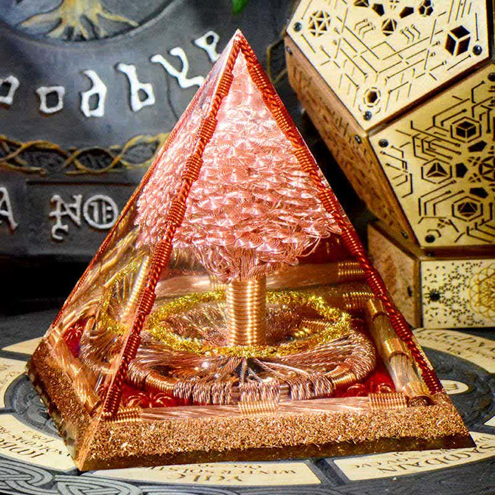 Olivenorma Rame Oro Rosa Bobina Energia Albero Orgone Piramide