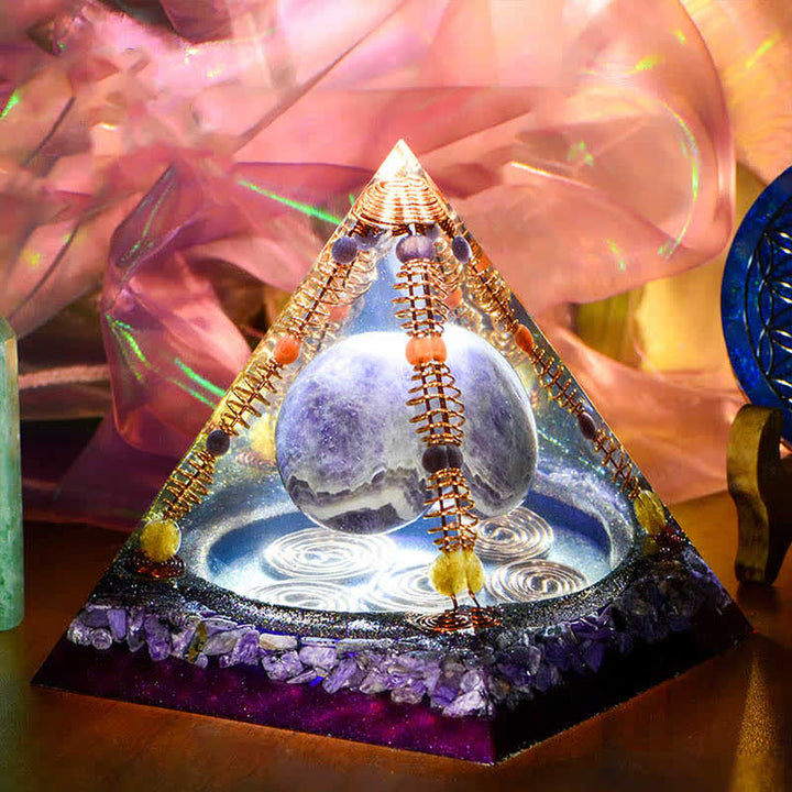 Olivenorma 15cm Ametista Sfera Energetica Orgone Piramide