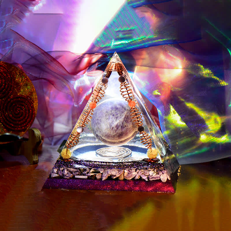 Olivenorma 15cm Ametista Sfera Energetica Orgone Piramide