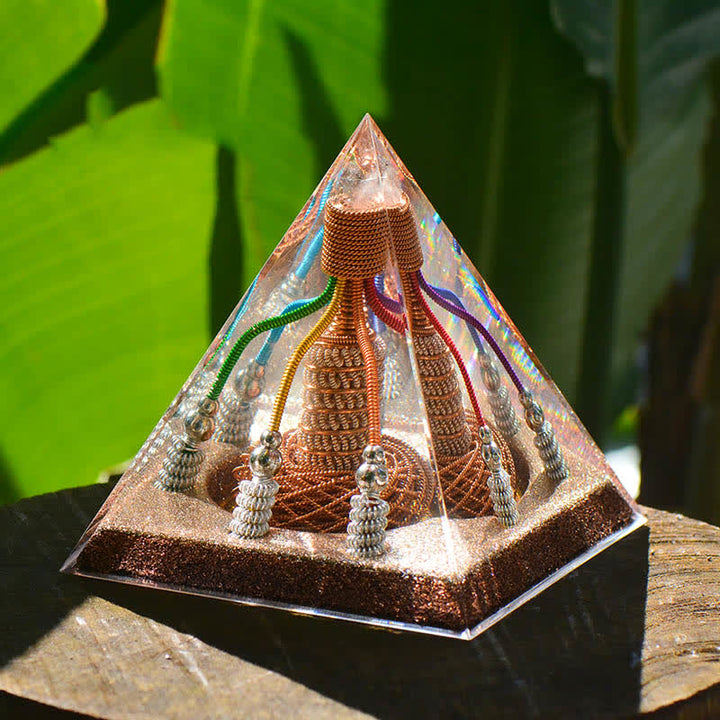 Olivenorma 7 Generatore di energia in filo di rame colorato Piramide Orgonica