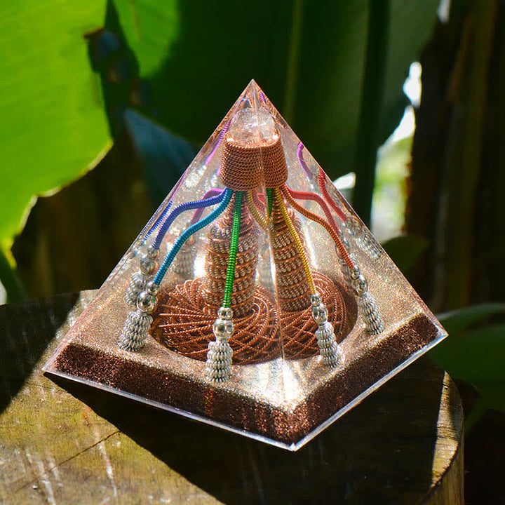 Olivenorma 7 Generatore di energia in filo di rame colorato Piramide Orgonica