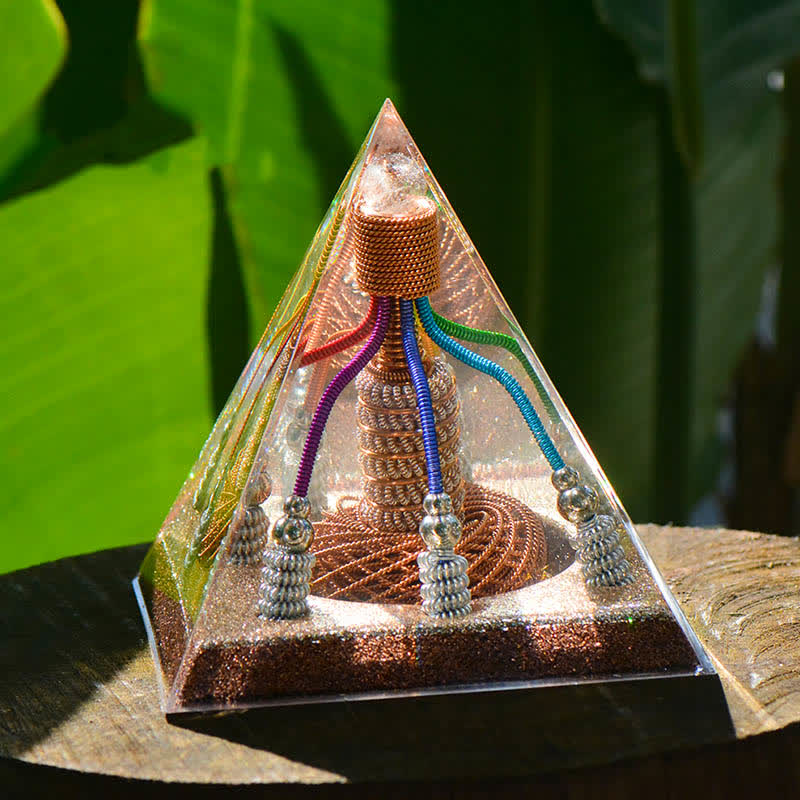Olivenorma 7 Generatore di energia in filo di rame colorato Piramide Orgonica
