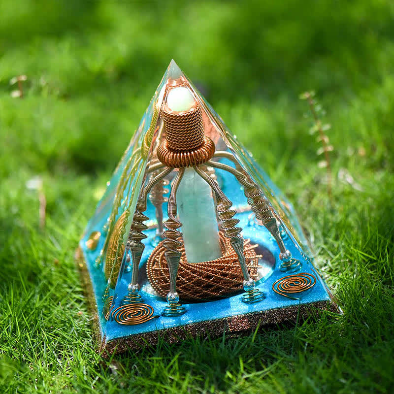 Olivenorma Filo di rame Avventurina verde Piramide energetica Orgone