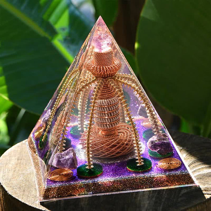 Olivenorma Ametista Rame Filo Generatore di Energia Orgone Piramide