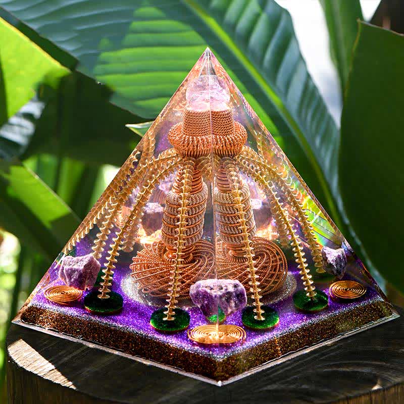 Olivenorma Ametista Rame Filo Generatore di Energia Orgone Piramide