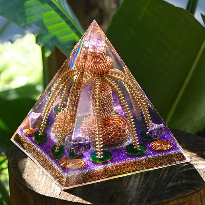 Olivenorma Ametista Rame Filo Generatore di Energia Orgone Piramide