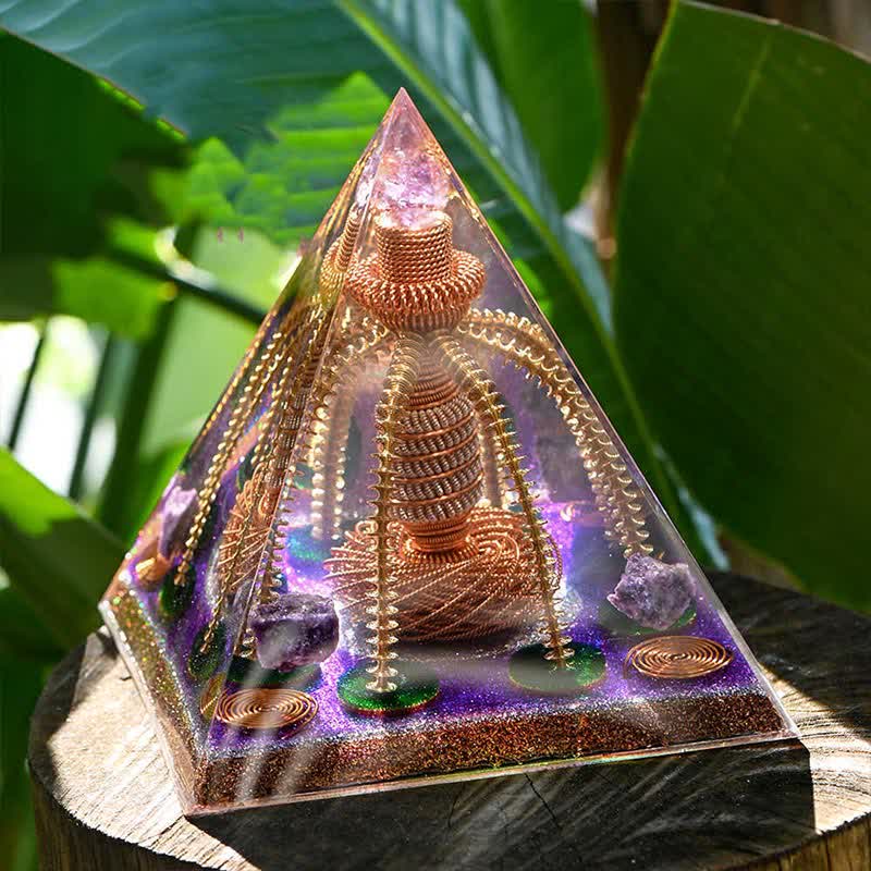 Olivenorma Ametista Rame Filo Generatore di Energia Orgone Piramide