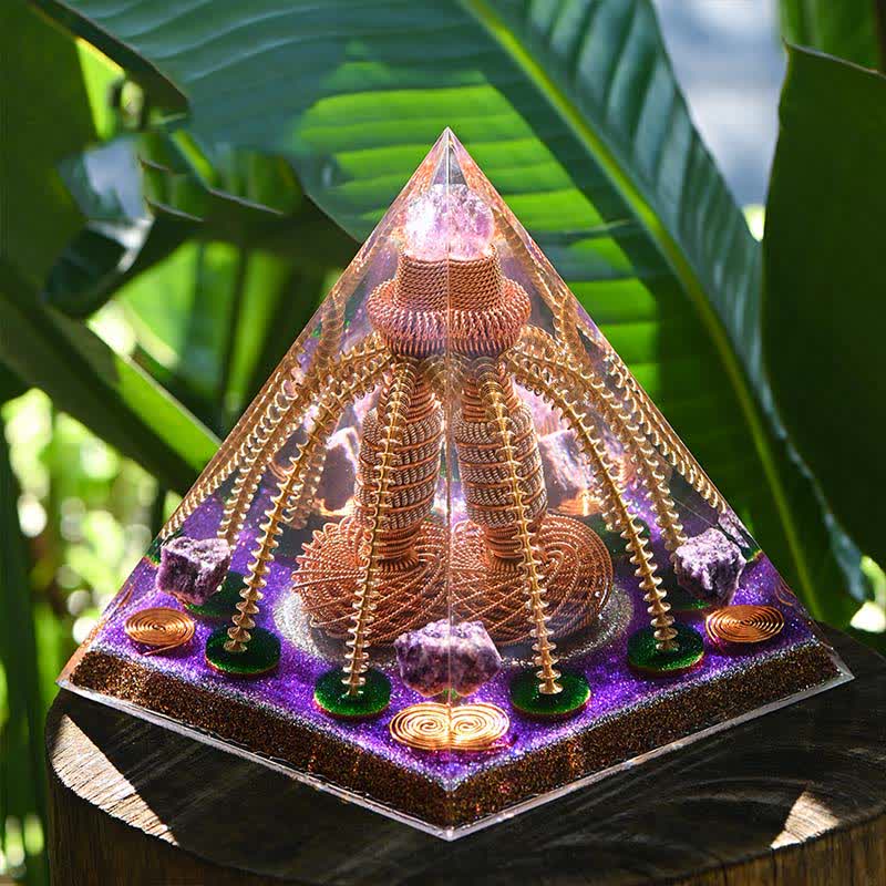 Olivenorma Ametista Rame Filo Generatore di Energia Orgone Piramide