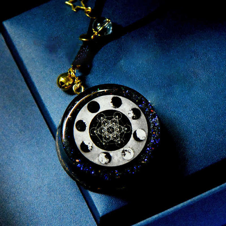 Collana di orgone con fase lunare energetica del cubo di Metatron Olivenorma