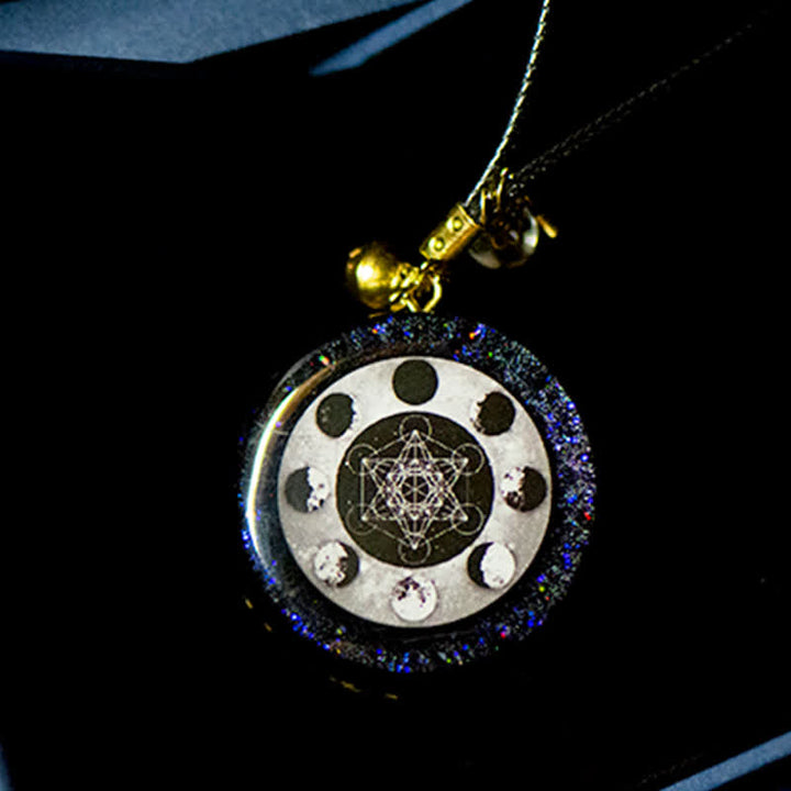 Collana di orgone con fase lunare energetica del cubo di Metatron Olivenorma