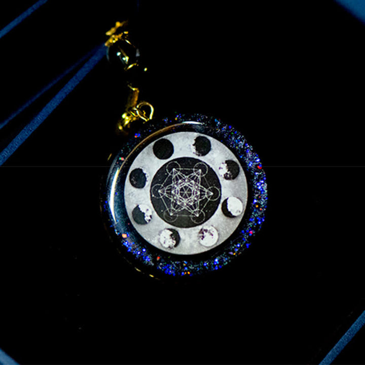 Collana di orgone con fase lunare energetica del cubo di Metatron Olivenorma